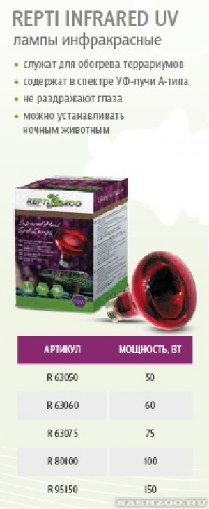 REPTIZOO Лампа инфракрасная REPTI INFRARED UV50w, R63050