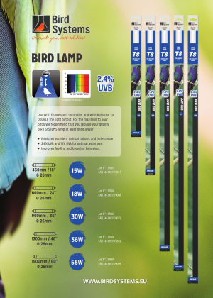 Bird Systems Bird Lamp T8 15w -  Лампа для птиц 450мм 15вт